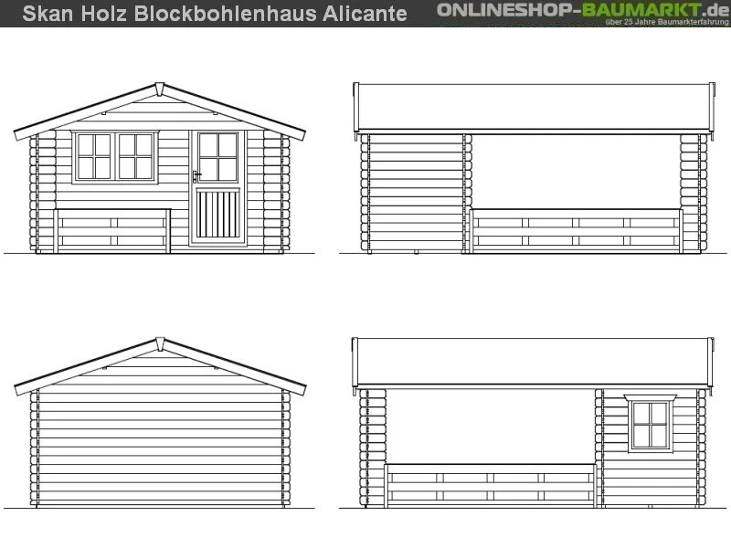 Skan Holz Blockbohlenhaus Alicante Größe 1, 380 x 513 cm - Image 4