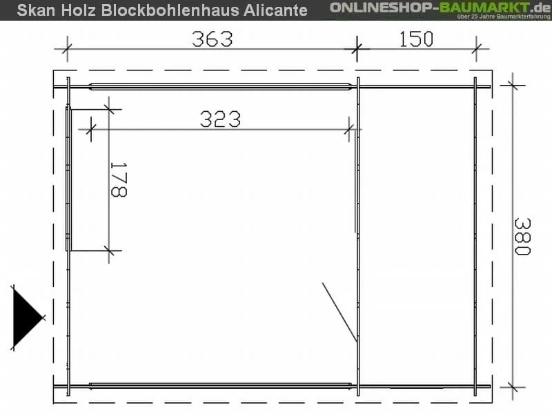 Skan Holz Blockbohlenhaus Alicante Größe 1, 380 x 513 cm - Image 5