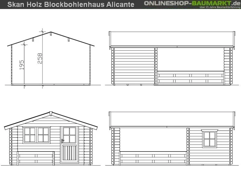 Skan Holz Blockbohlenhaus Alicante Größe 2, 380 x 563 cm - Image 4