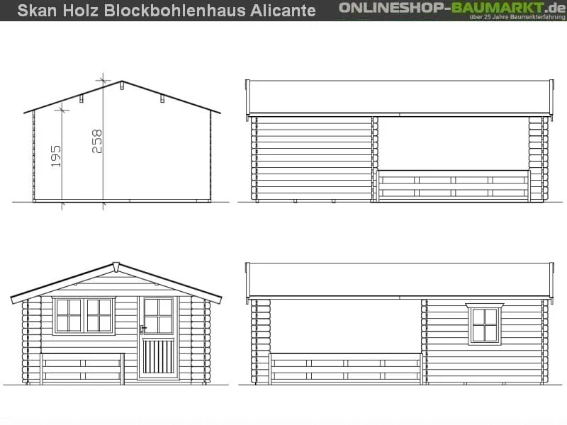 Skan Holz Blockbohlenhaus Alicante Größe 3, 380 x 613 cm - Image 4
