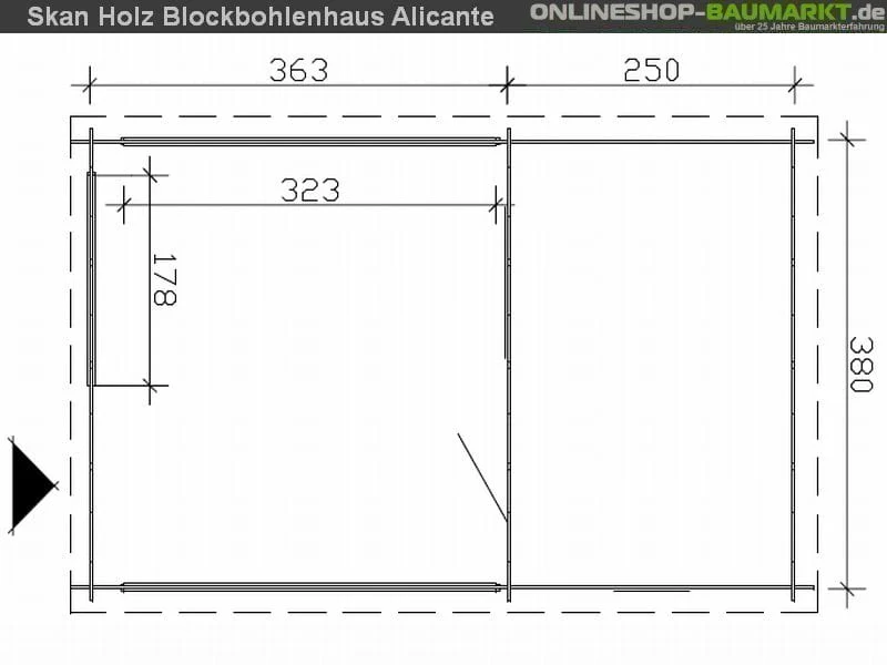 Skan Holz Blockbohlenhaus Alicante Größe 3, 380 x 613 cm - Image 5