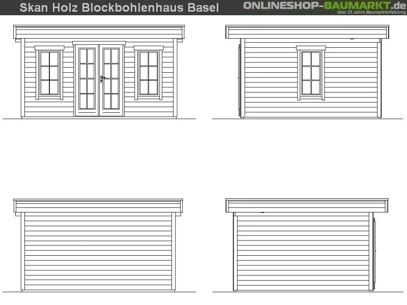 Skan Holz Blockbohlenhaus Basel 2 45plus, 420 x 380 cm - Image 4