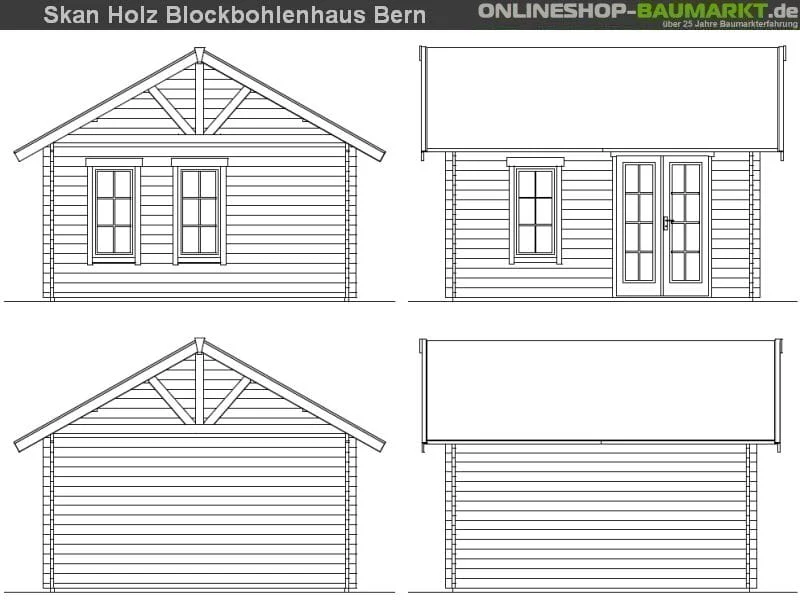 Skan Holz Blockbohlenhaus Bern 1 45plus, 420 x 420 cm - Image 3
