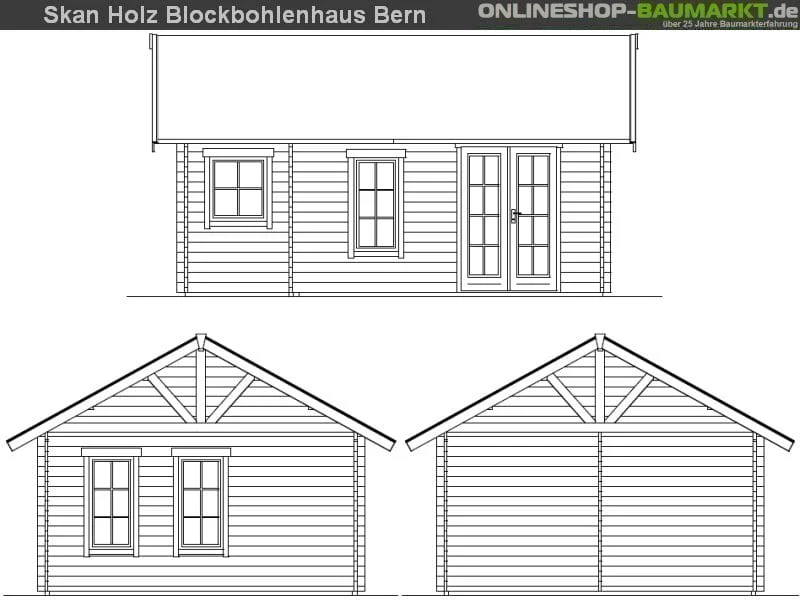 Skan Holz Blockbohlenhaus Bern 2 45plus, 560 x 420 cm - Image 4