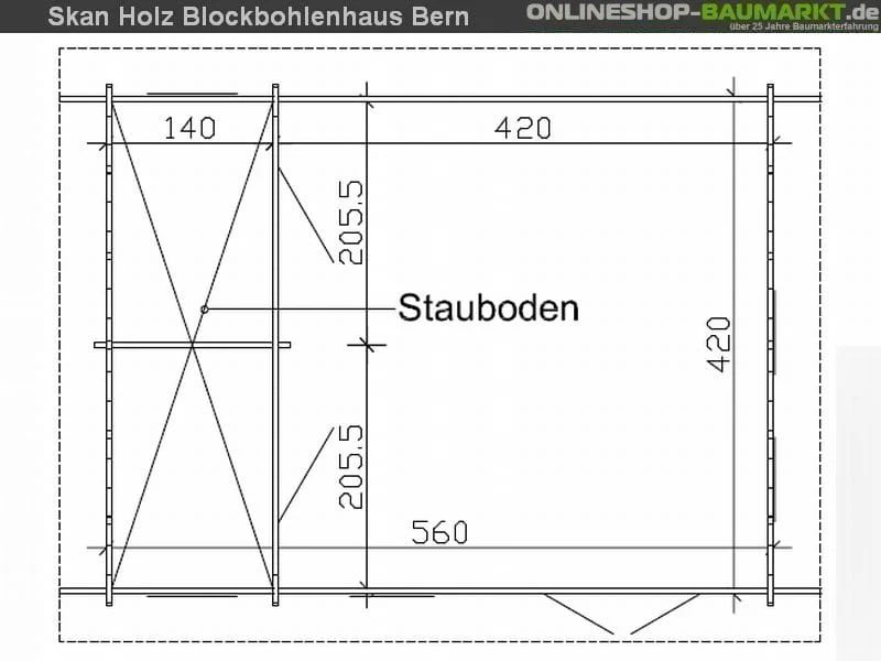 Skan Holz Blockbohlenhaus Bern 2 45plus, 560 x 420 cm - Image 5