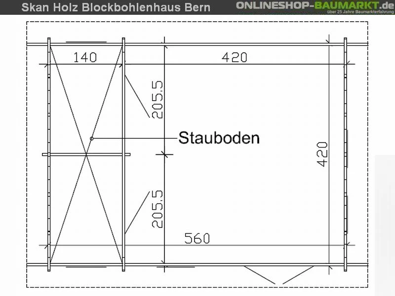 Skan Holz Blockbohlenhaus Bern 2 45plus, 560 x 420 cm - Image 5