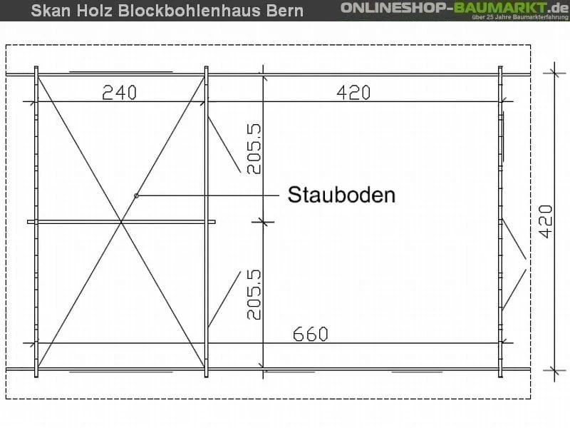 Skan Holz Blockbohlenhaus Bern 4 45plus, 660 x 420 cm - Image 5