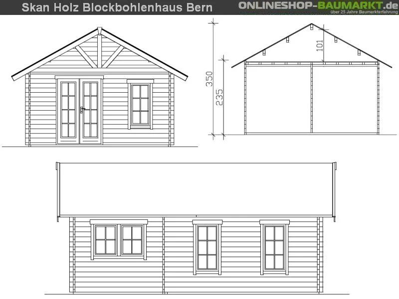 Skan Holz Blockbohlenhaus Bern 4 45plus, 660 x 420 cm - Image 4