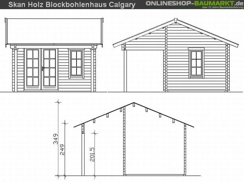 Skan Holz Blockbohlenhaus Calgary 70plus, 380 x 300 cm - Image 3