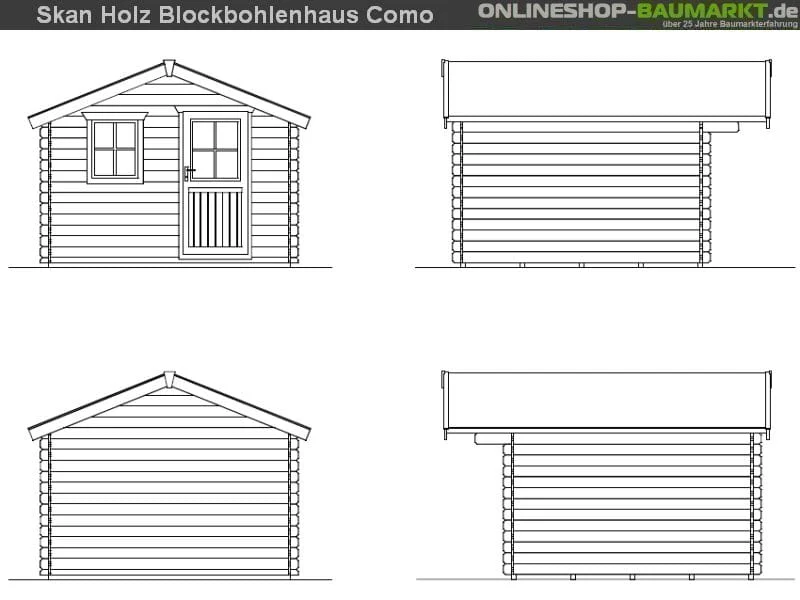 Skan Holz Blockbohlenhaus Como Größe 3, 300 x 300 cm - Image 3