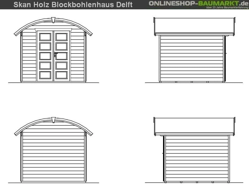 Skan Holz Blockbohlenhaus Delft in schwedenrot, 250 x 250 cm - Image 2