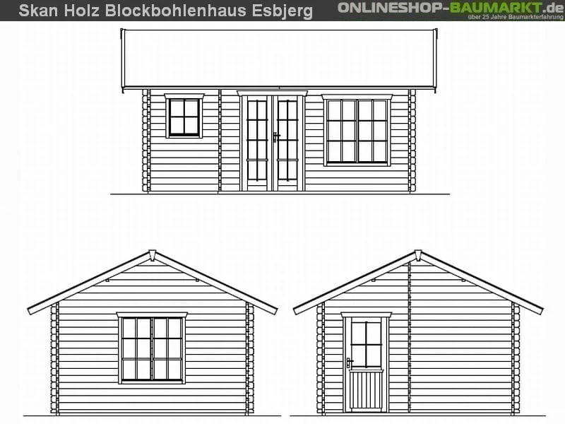 Skan Holz Blockbohlenhaus Esbjerg Größe 1, 380 x 520 cm - Image 3