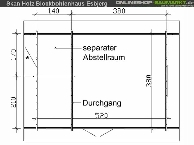Skan Holz Blockbohlenhaus Esbjerg Größe 1, 380 x 520 cm - Image 4