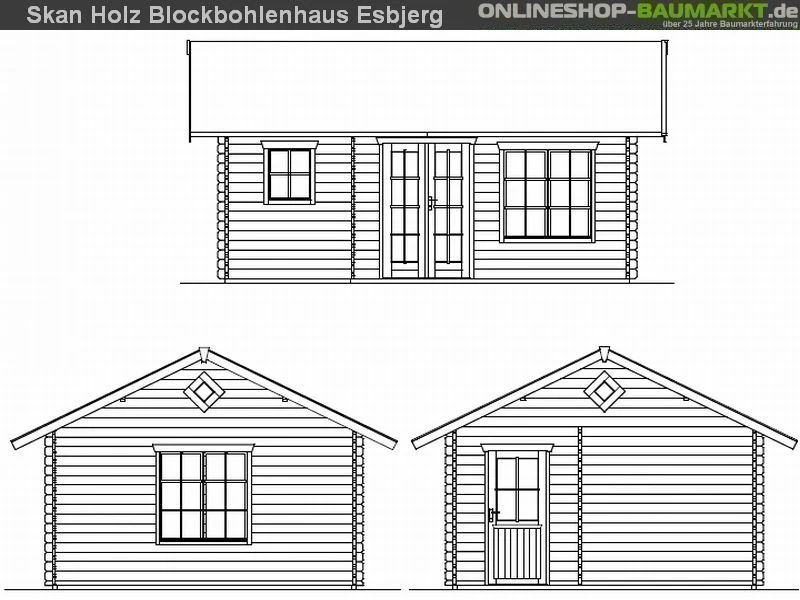 Skan Holz Blockbohlenhaus Esbjerg Größe 2, 420 x 560 cm - Image 3
