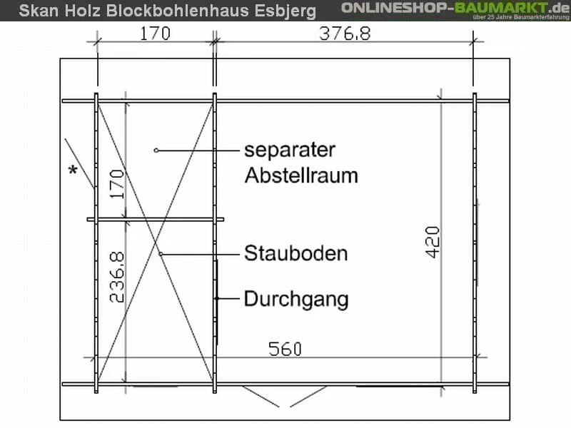 Skan Holz Blockbohlenhaus Esbjerg Größe 2, 420 x 560 cm - Image 4