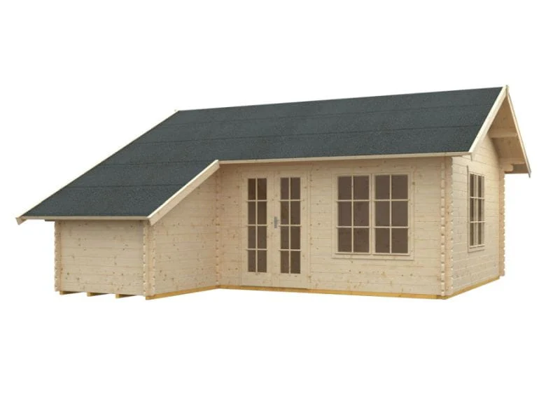 Skan Holz Blockbohlenhaus Esbjerg Größe 3 mit Anbau, 420 x 560 cm - Image 2
