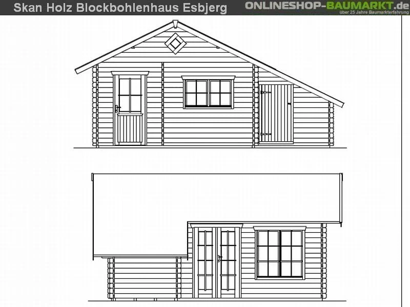 Skan Holz Blockbohlenhaus Esbjerg Größe 3 mit Anbau, 420 x 560 cm - Image 3
