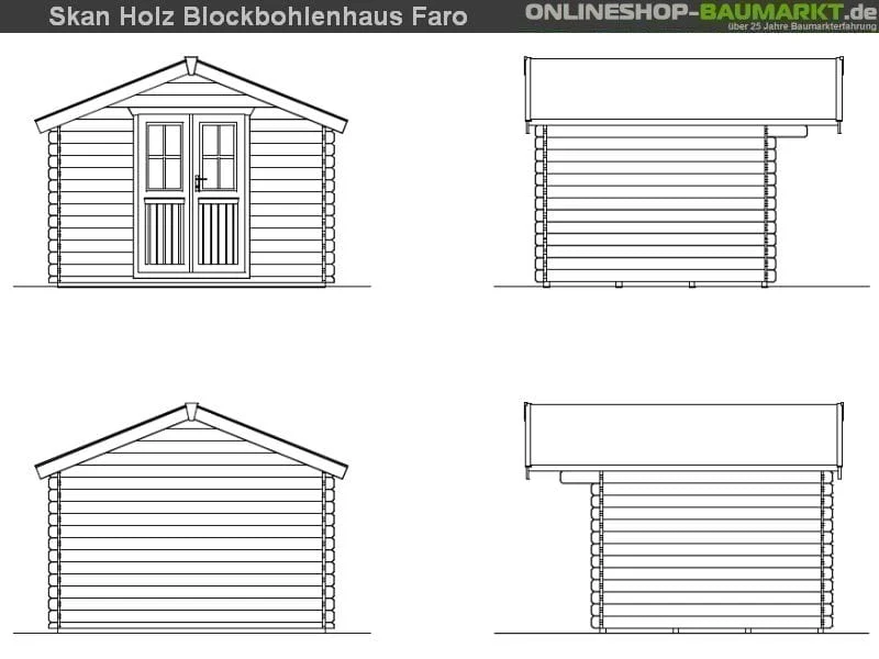 Skan Holz Blockbohlenhaus Faro Größe 2, 300 x 250 cm - Image 3