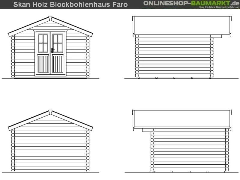 Skan Holz Blockbohlenhaus Faro Größe 2, 300 x 250 cm - Image 4