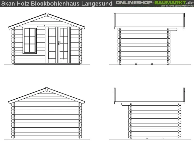 Skan Holz Blockbohlenhaus Langesund Größe 1, 340 x 250 cm - Image 3