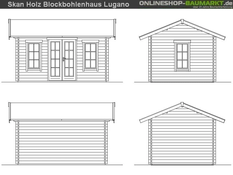 Skan Holz Blockbohlenhaus Lugano 1 45plus, 420 x 300 cm - Image 4