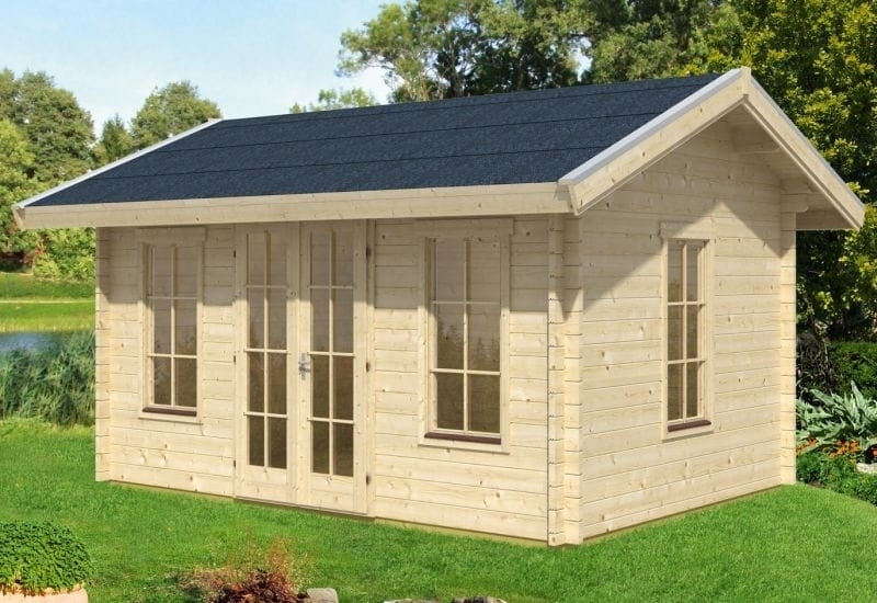 Skan Holz Blockbohlenhaus Lugano 2 Dach dämmbar für Dachschindeln 45plus, 420 x 380 cm - Image 2