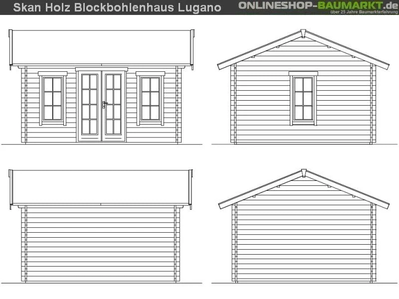 Skan Holz Blockbohlenhaus Lugano 2 Dach dämmbar für Dachziegel 45plus, 420 x 380 cm - Image 4
