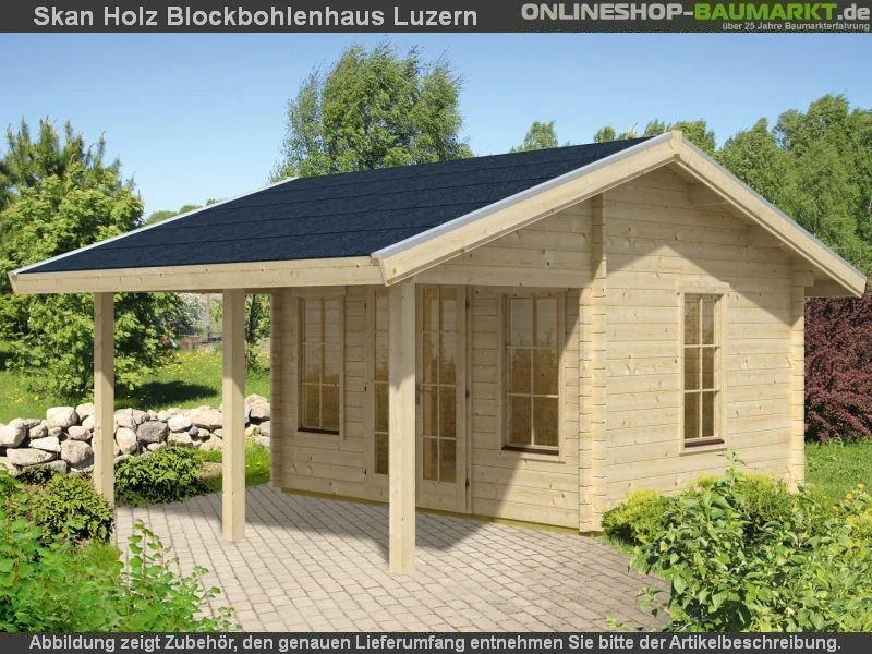 Skan Holz Blockbohlenhaus Luzern 45plus, 380 x 300 cm - Image 11