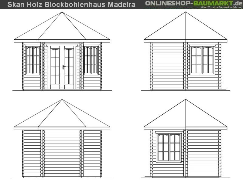 Skan Holz Blockbohlenhaus Madeira 2, 350 x 303 cm - Image 4