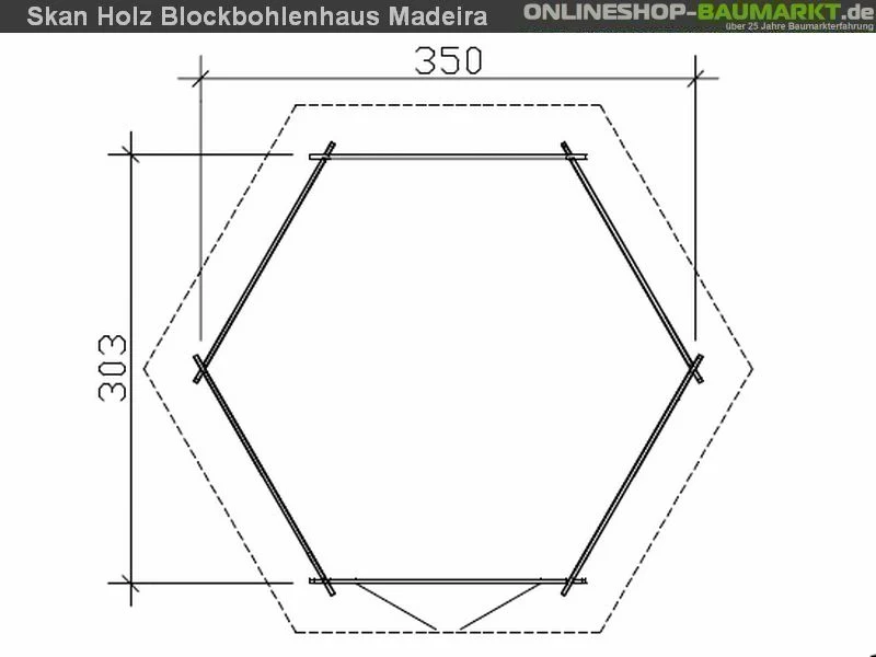 Skan Holz Blockbohlenhaus Madeira 2, 350 x 303 cm - Image 5