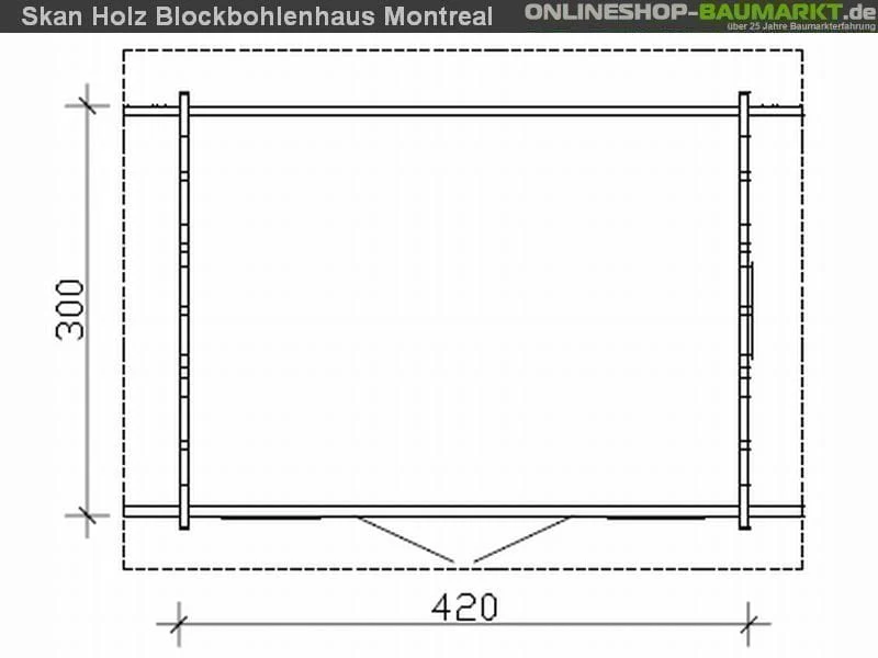 Skan Holz Blockbohlenhaus Montreal 1 70plus, 420 x 300 cm - Image 4