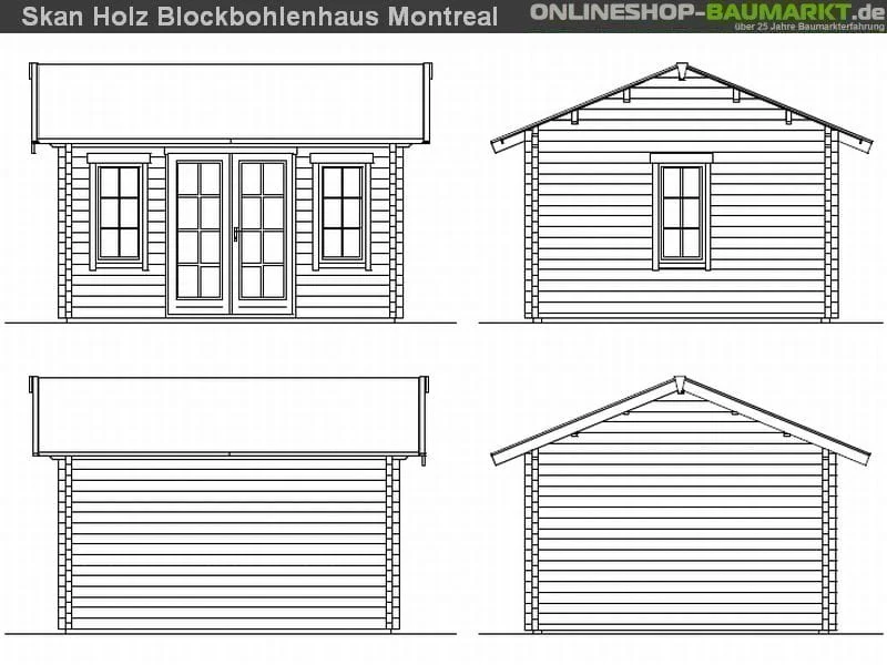 Skan Holz Blockbohlenhaus Montreal 2 70plus, 420 x 380 cm - Image 3