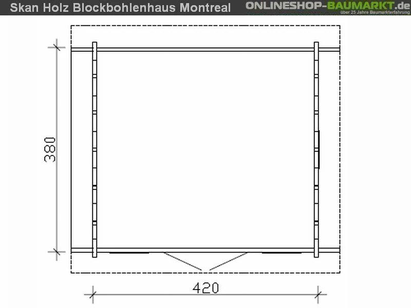 Skan Holz Blockbohlenhaus Montreal 2 70plus, 420 x 380 cm - Image 4