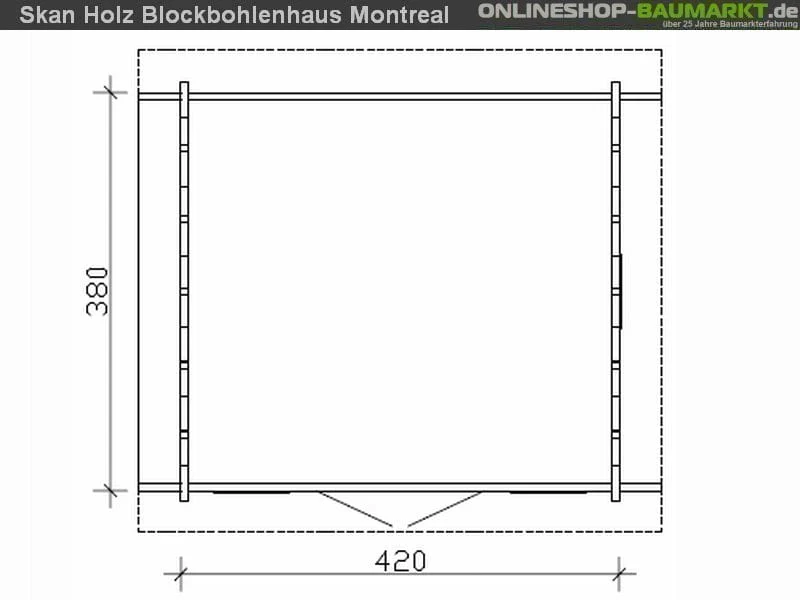 Skan Holz Blockbohlenhaus Montreal 2 70plus, 420 x 380 cm - Image 4