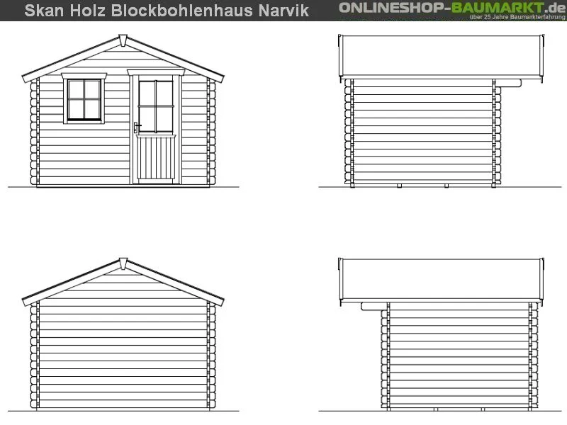 Skan Holz Blockbohlenhaus Narvik Größe 1, 300 x 250 cm - Image 2
