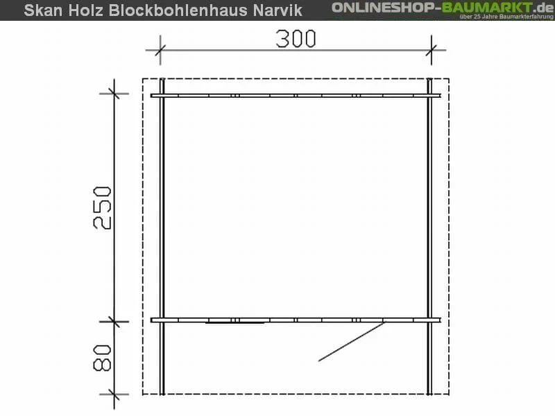 Skan Holz Blockbohlenhaus Narvik Größe 1, 300 x 250 cm - Image 3