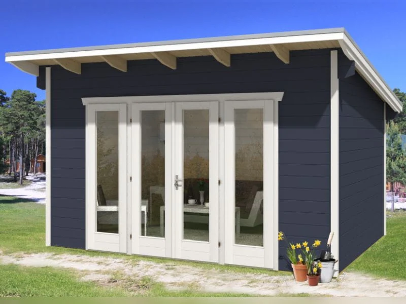 Skan Holz Blockbohlenhaus Ostende 1 in schiefergrau , 350 x 250 cm - Image 6