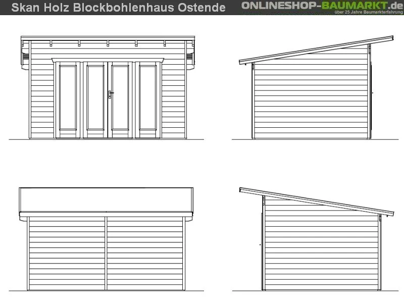 Skan Holz Blockbohlenhaus Ostende 2, 400 x 300 cm - Image 2