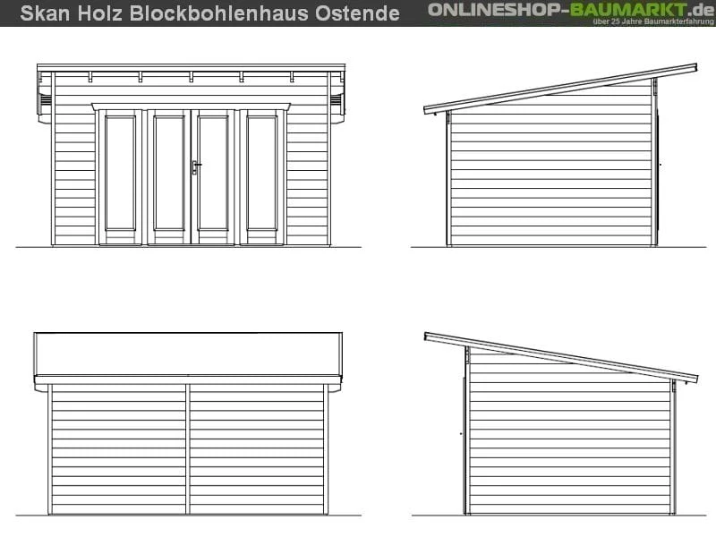 Skan Holz Blockbohlenhaus Ostende 2 in schiefergrau, 400 x 300 cm - Image 4