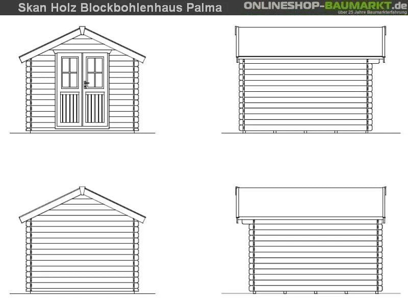 Skan Holz Blockbohlenhaus Palma Größe 3 250 x 300 cm - Image 4
