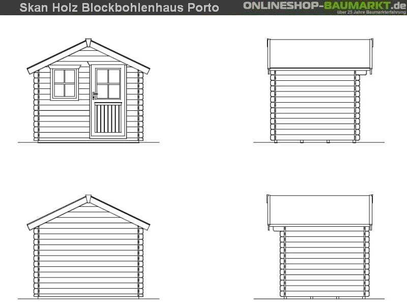 Skan Holz Blockbohlenhaus Porto Größe 1, 250 x 200 cm - Image 4