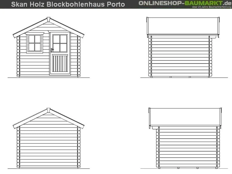 Skan Holz Blockbohlenhaus Porto Größe 2 250 x 250 cm - Image 4
