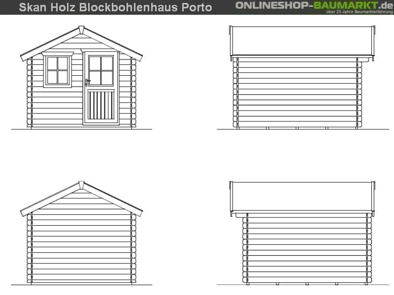 Skan Holz Blockbohlenhaus Porto Größe 3 250 x 300 cm - Image 4