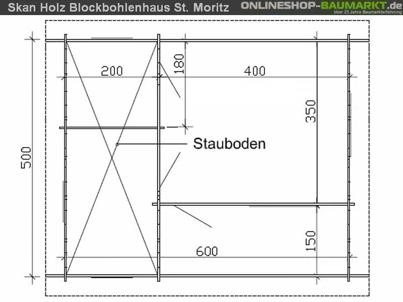 Skan Holz Blockbohlenhaus St. Moritz 45plus, 600 x 500 cm - Image 5