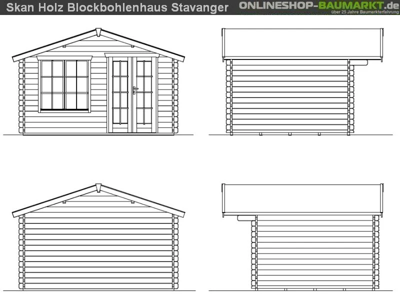 Skan Holz Blockbohlenhaus Stavanger Größe 1, 380 x 300 cm - Image 3