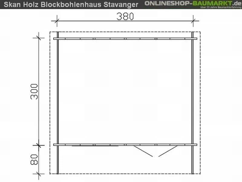 Skan Holz Blockbohlenhaus Stavanger Größe 1, 380 x 300 cm - Image 4