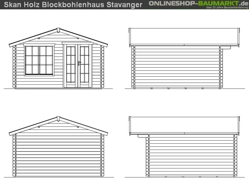 Skan Holz Blockbohlenhaus Stavanger Größe 2, 380 x 380 cm - Image 3