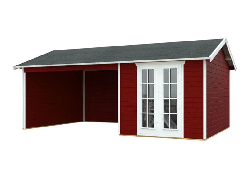 Skan Holz Blockbohlenhaus Tilburg in schwedenrot - Image 3