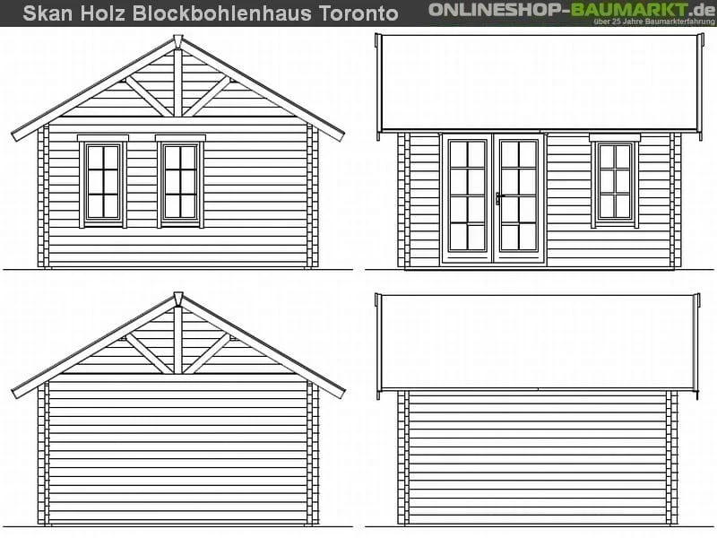 Skan Holz Blockbohlenhaus Toronto 1 70plus, 420 x 420 cm - Image 2