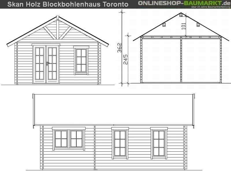 Skan Holz Blockbohlenhaus Toronto 4 70plus, 660 x 420 cm - Image 3
